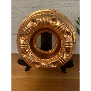 Vintage Copper Bundt Pan Jello Mold Wall Hanging Round  3.5 Cups